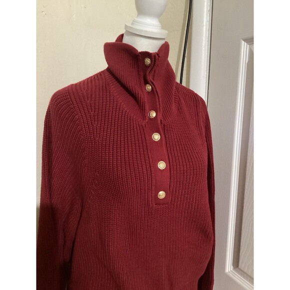 J. Crew Red Ribbed Button Down Sweater - Picture 3 of 8